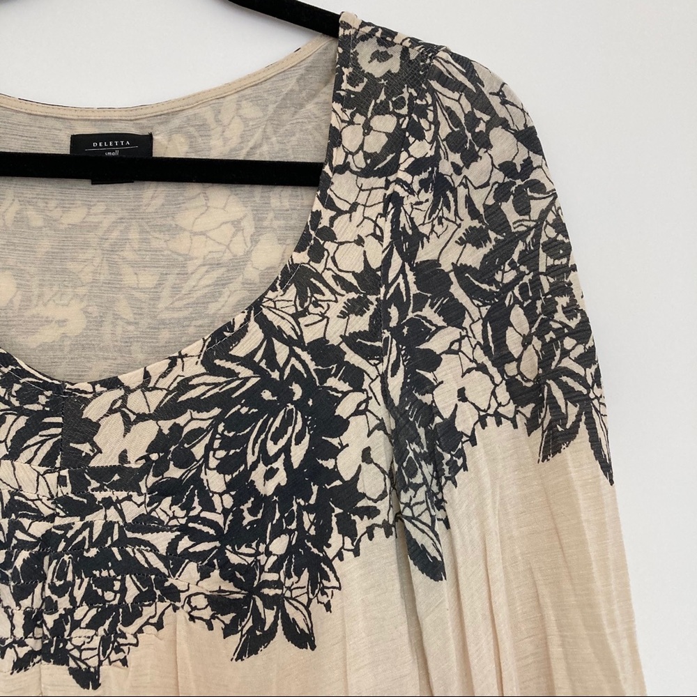 Anthropologie Deletta Cream and Black Top - Picture 4 of 6